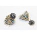 Earrings jhumki silver 925 sterling dangle gold rhodium turquoise stones B 905